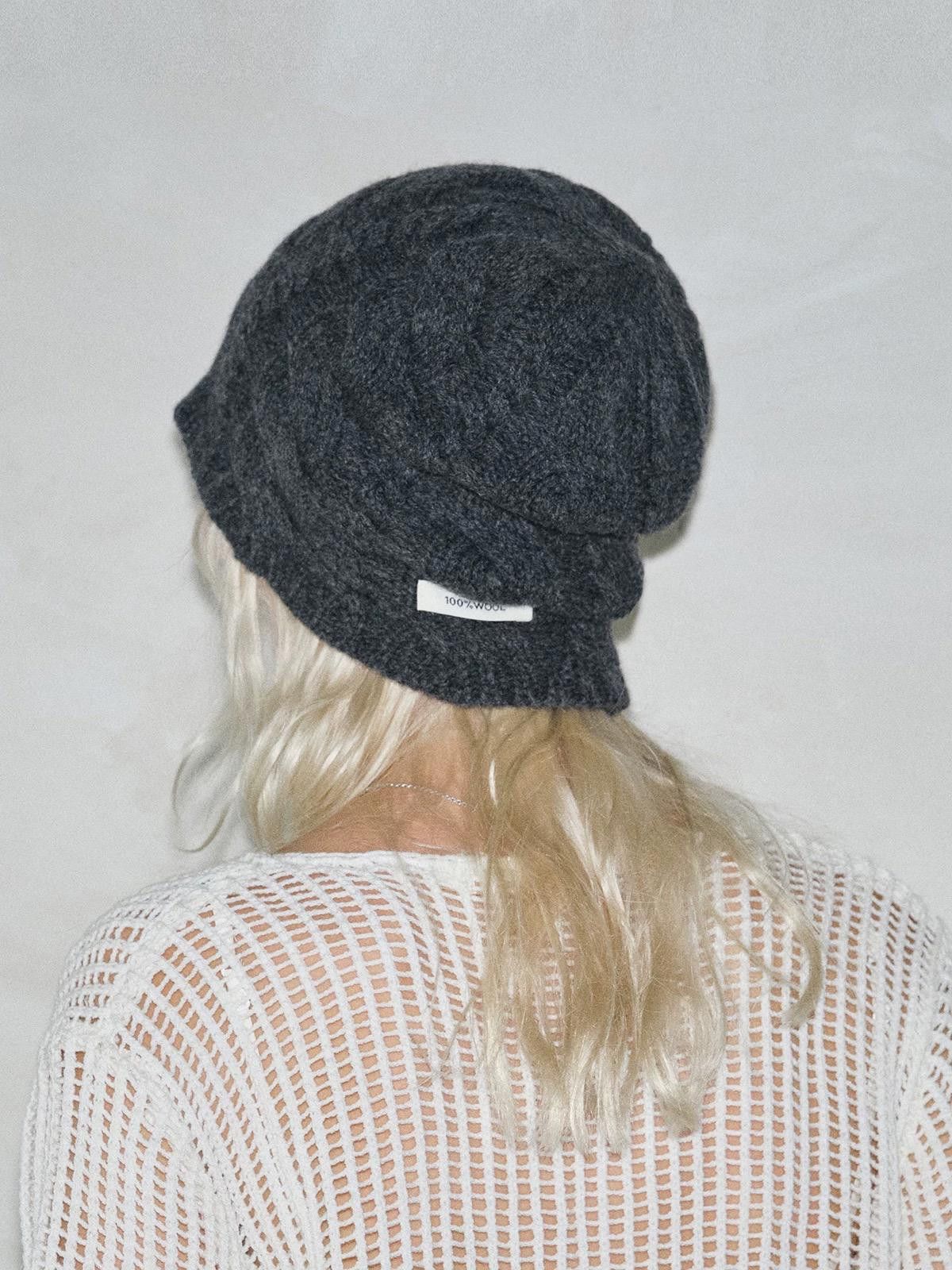 Japanese Brand Minimalist Retro Wool Unisex No Cuff Knit Beanie Hat Grey Size ONE SIZE - 4 Thumbnail