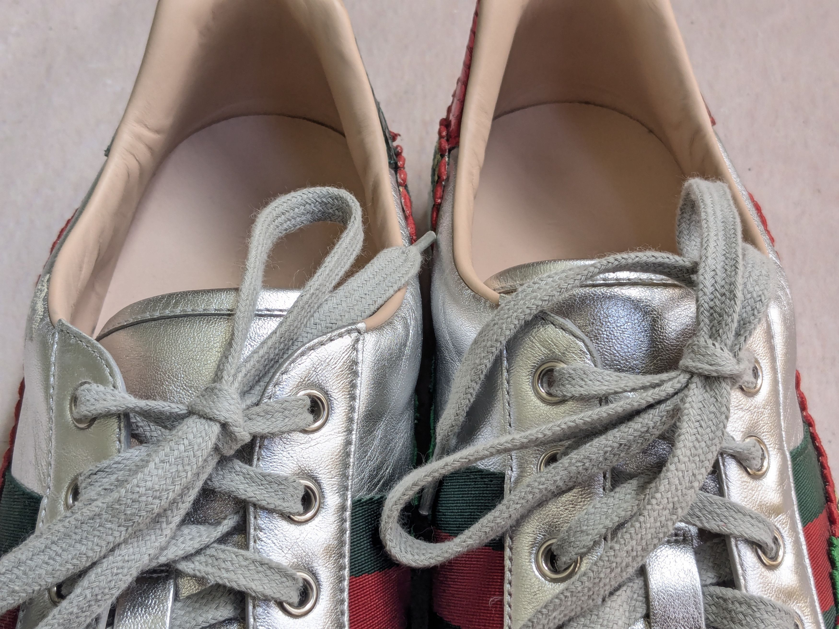 Gucci Gucci Ace Silver Dragon Sneakers 11.5 Leather Low 473765 Size US 11.5 / EU 44-45 - 4 Thumbnail