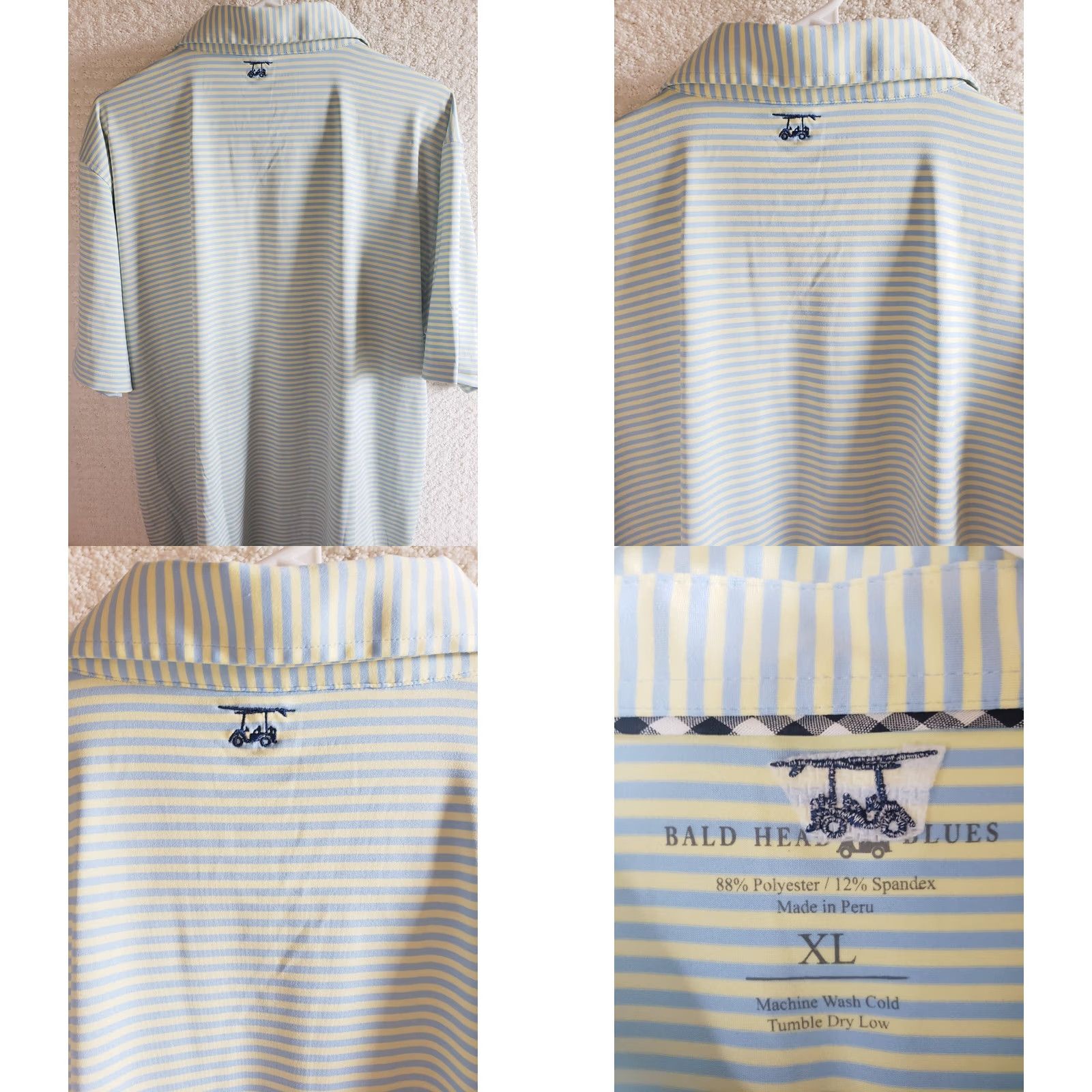 Vintage Bald Head Blues Polo Shirt Short Sleeve Men XL Blue Yellow Striped Chest Logo Golf Polo Shirt Size US XL / EU 56 / 4 - 8 Thumbnail