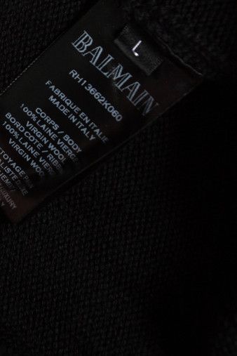 Balmain Balmain, Logo merino knit jumper in black Size US L / EU 52-54 / 3 - 5 Thumbnail