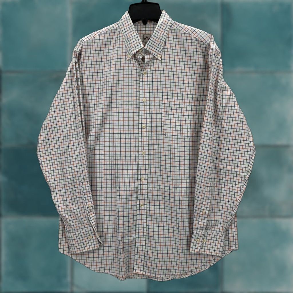 Peter Millar Peter Millar Nanoluxe Dress Shirt Mens L Multicolor Check Button-Down Preppy Shirt Size 42R - 1 Thumbnail