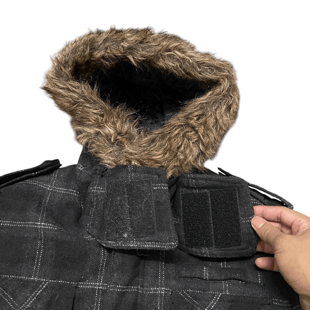 In The Attic Vintage In The Attic Plaid Fur Hooded Jacket Size US L / EU 52-54 / 3 - 7 Thumbnail