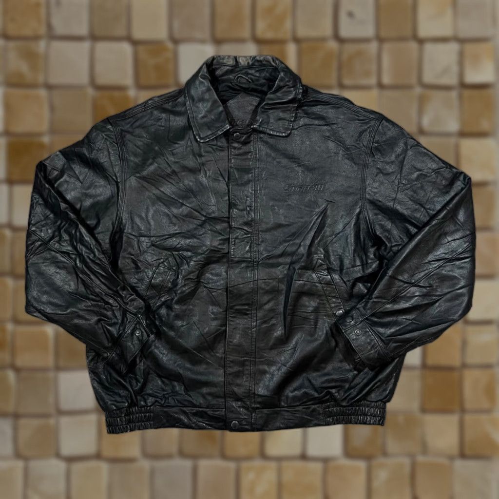 Vintage VINTAGE 90's SNAP-ON Mini Logo Genuine Real Heavy Black Leather Bomber Jacket XL Mens Leather Jacket 90s Logo Pocket Embroidered Size US XL / EU 56 / 4 - 1 Thumbnail