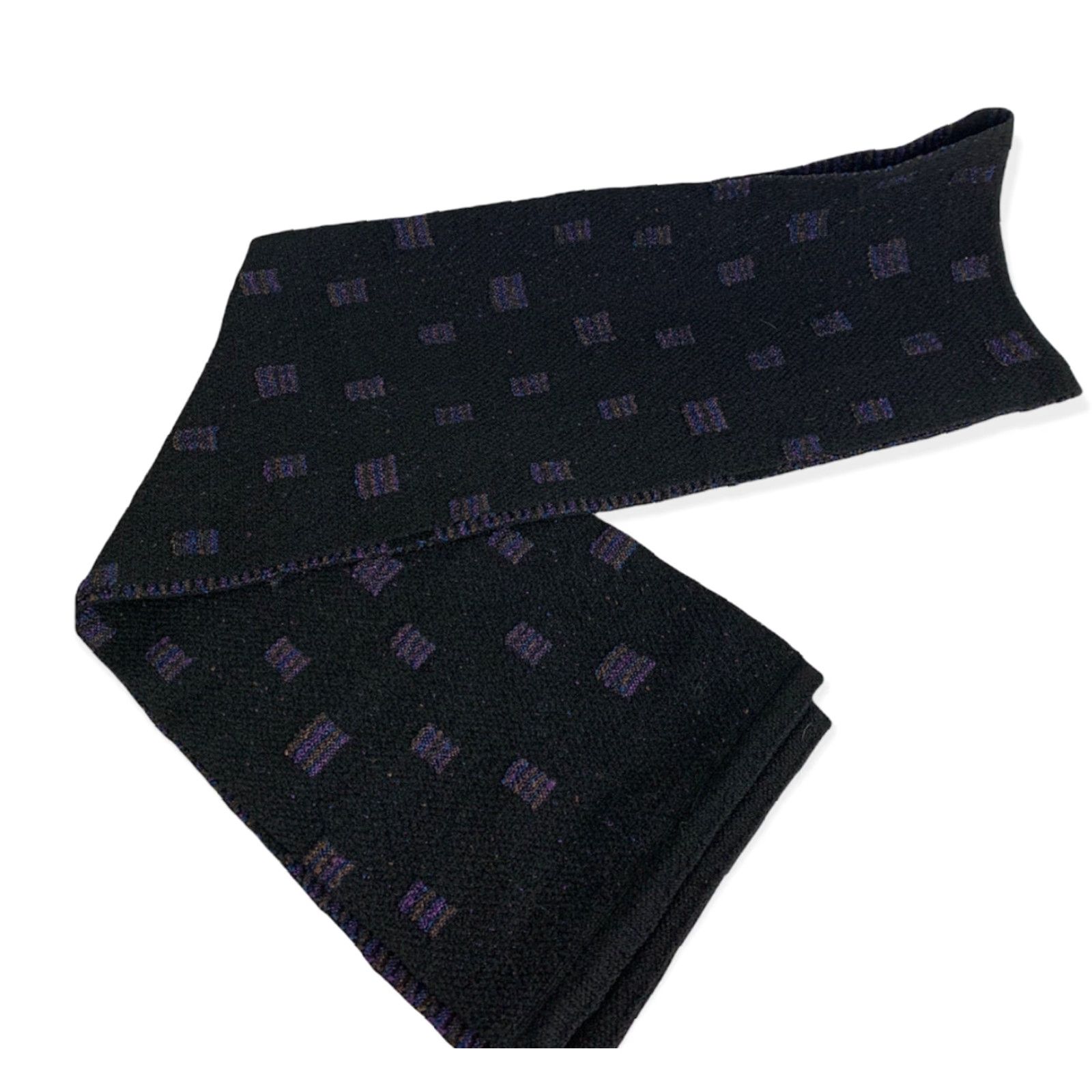 Vintage VINTAGE Whim by Heidi Wolfe Knit Scarf Reversible Geometric Print Purple Black 7.5 x 64" L Womens Size ONE SIZE - 2 Thumbnail