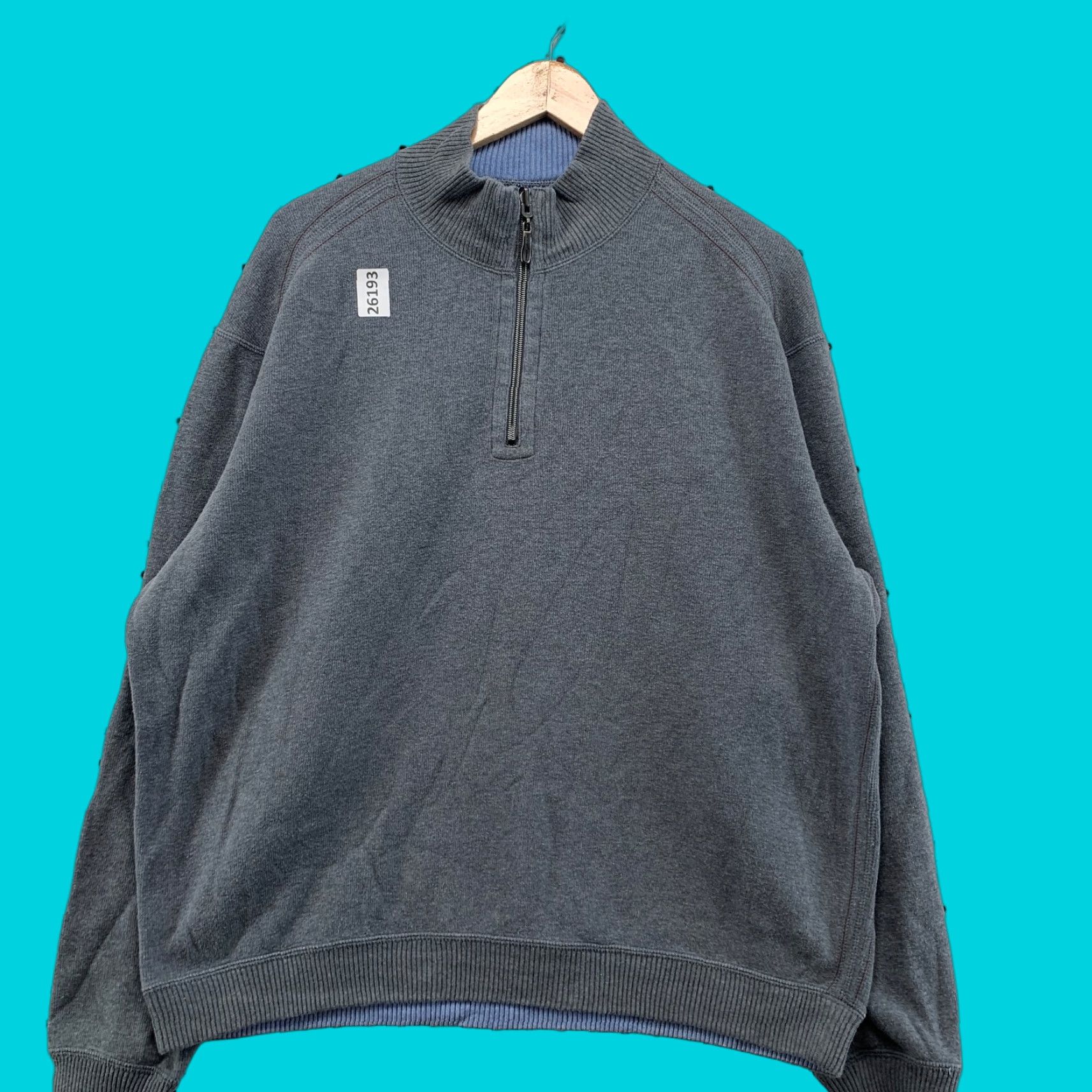 Tommy Bahama VINTAGE Tommy Bahama Reversible Knit Sweater Mock Neck XL Blue Gray Mens Size US XL / EU 56 / 4 - 1 Thumbnail