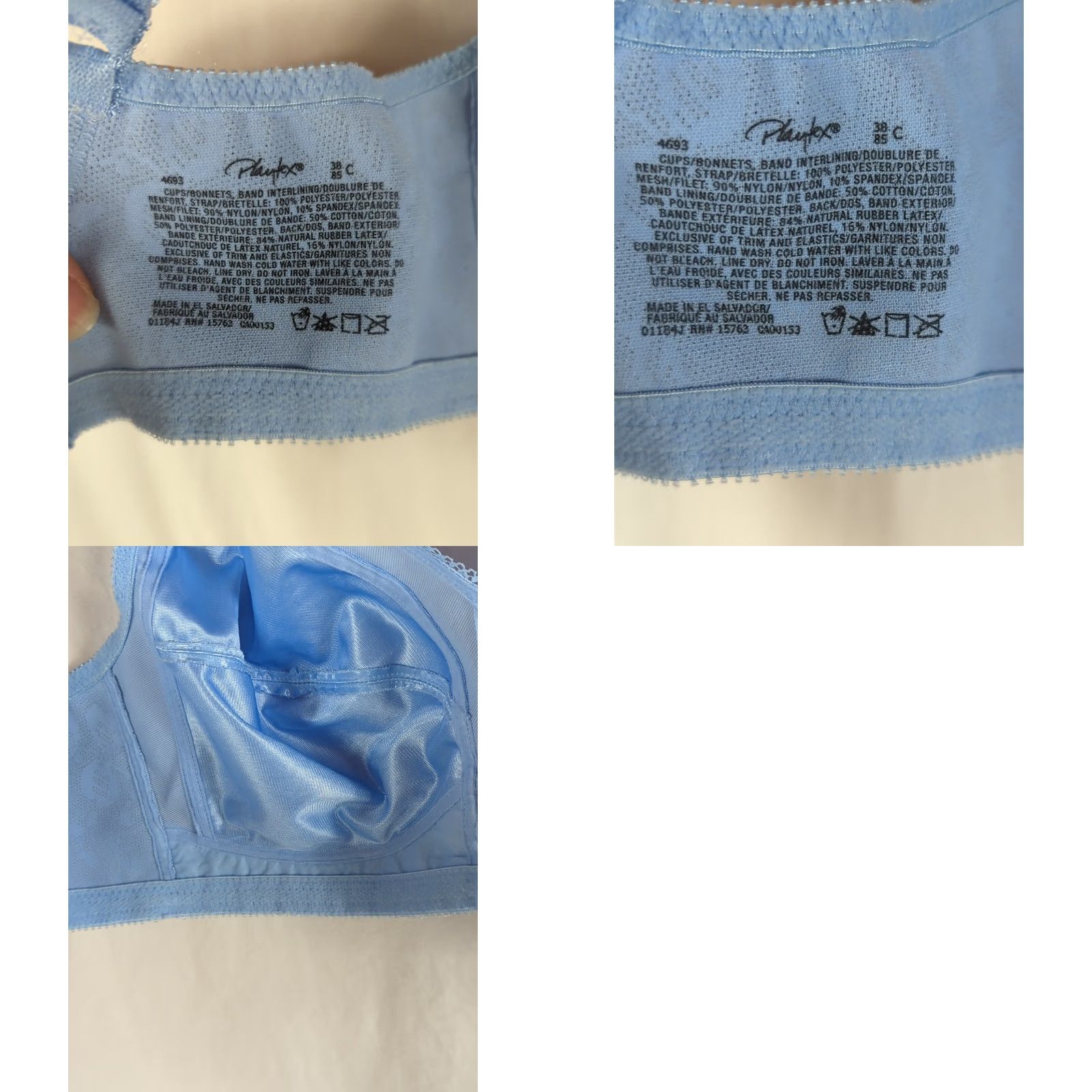 Vintage Playtex 18 Hour Wireless Bra 38C Blue Solid T-Shirt Women's Size ONE SIZE - 8 Thumbnail