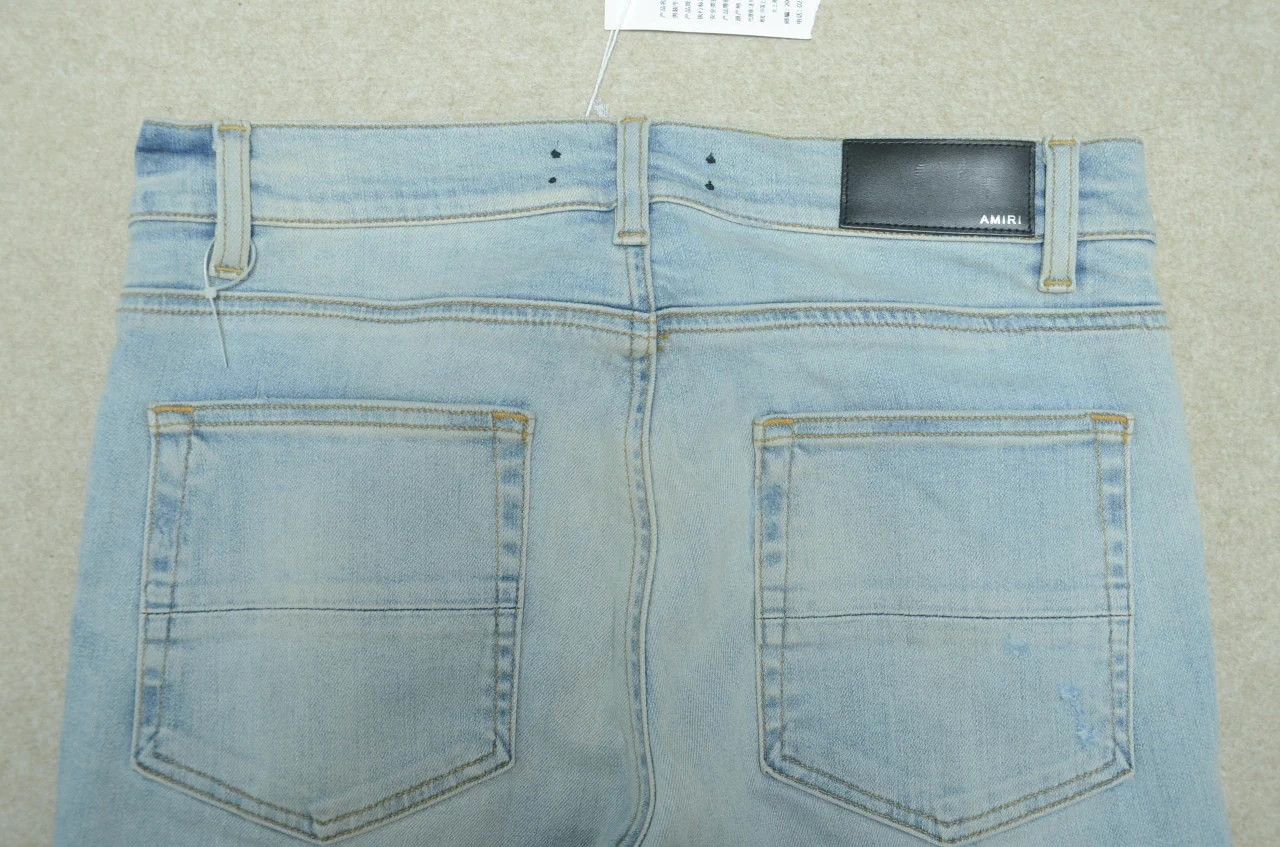 Amiri Amiri Blue Tiger Stripe Wash Distressed Jeans Size US 33 - 6 Thumbnail
