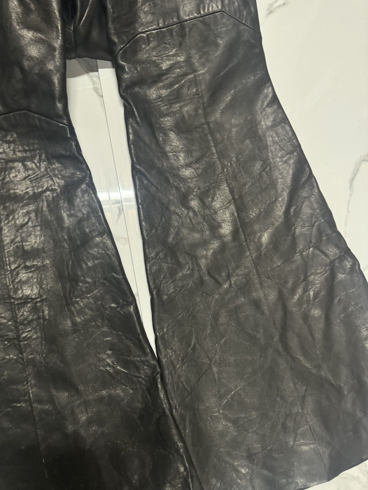 Rick Owens RICK OWENS Black Porterville Bolan Leather Trousers Pants Size US 31 - 19 Thumbnail