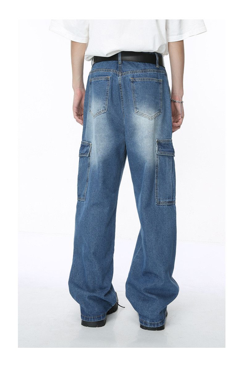 Japanese Brand American retro multi-pocket loose washed jeans for men Size US 32 / EU 48 - 5 Thumbnail