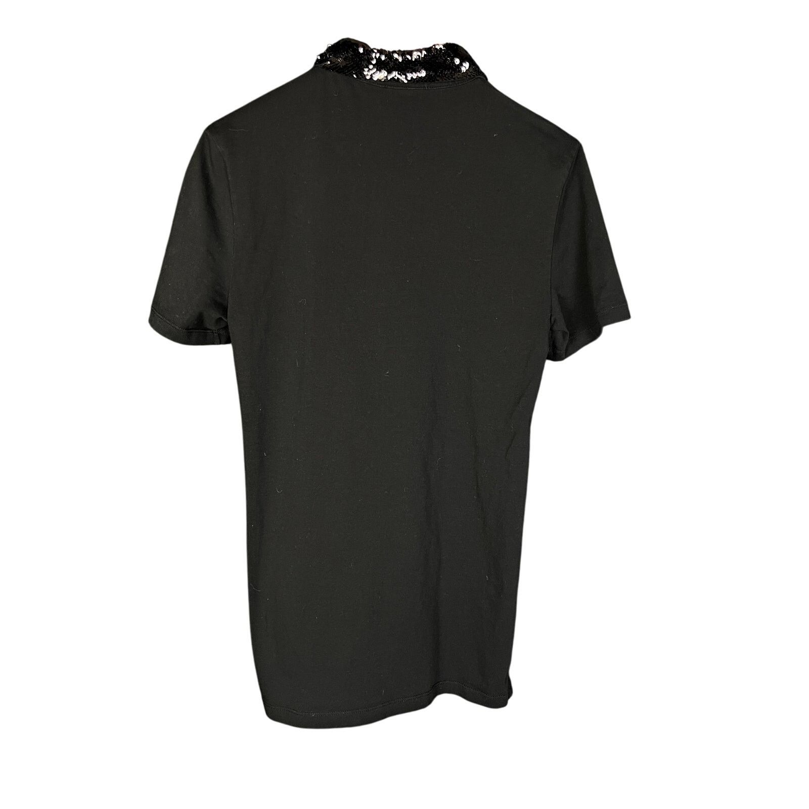 Asos Men's Asos Black Sequin Collar Festive Holiday Polo - L Size US L / EU 52-54 / 3 - 2 Thumbnail