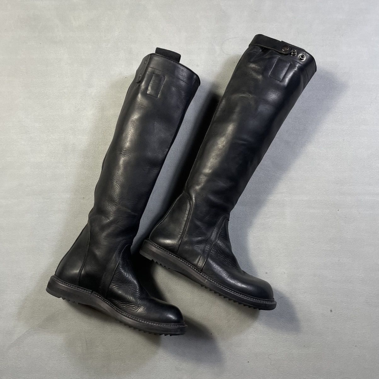 Rick Owens RICK OWENS BLACK LEATHER KNEE-HIGH BOOTS Size US 8 / IT 38 - 2 Thumbnail