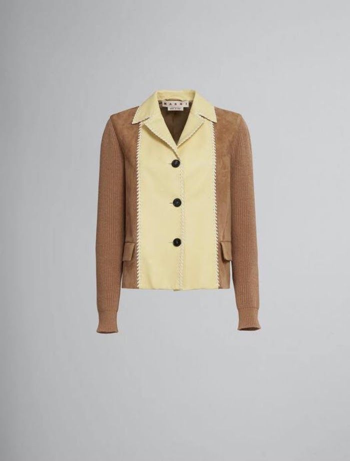 image of Marni O1W1Db10524 Panelled Blazer In Brown, Women's (Size 2XL)