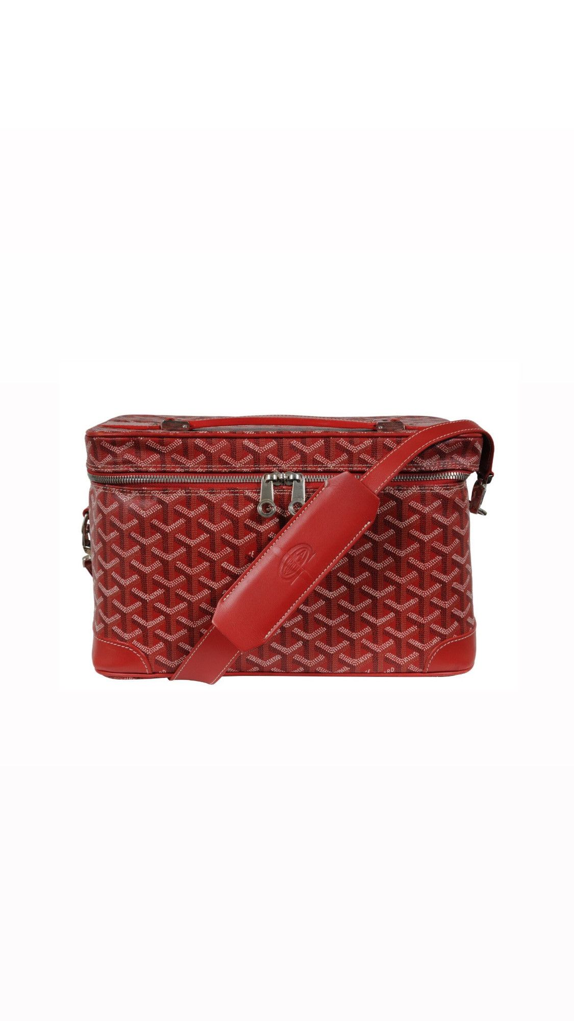 Goyard Vanity Train Case Red Canvas Crossbody Travel Bag -02102, Men's