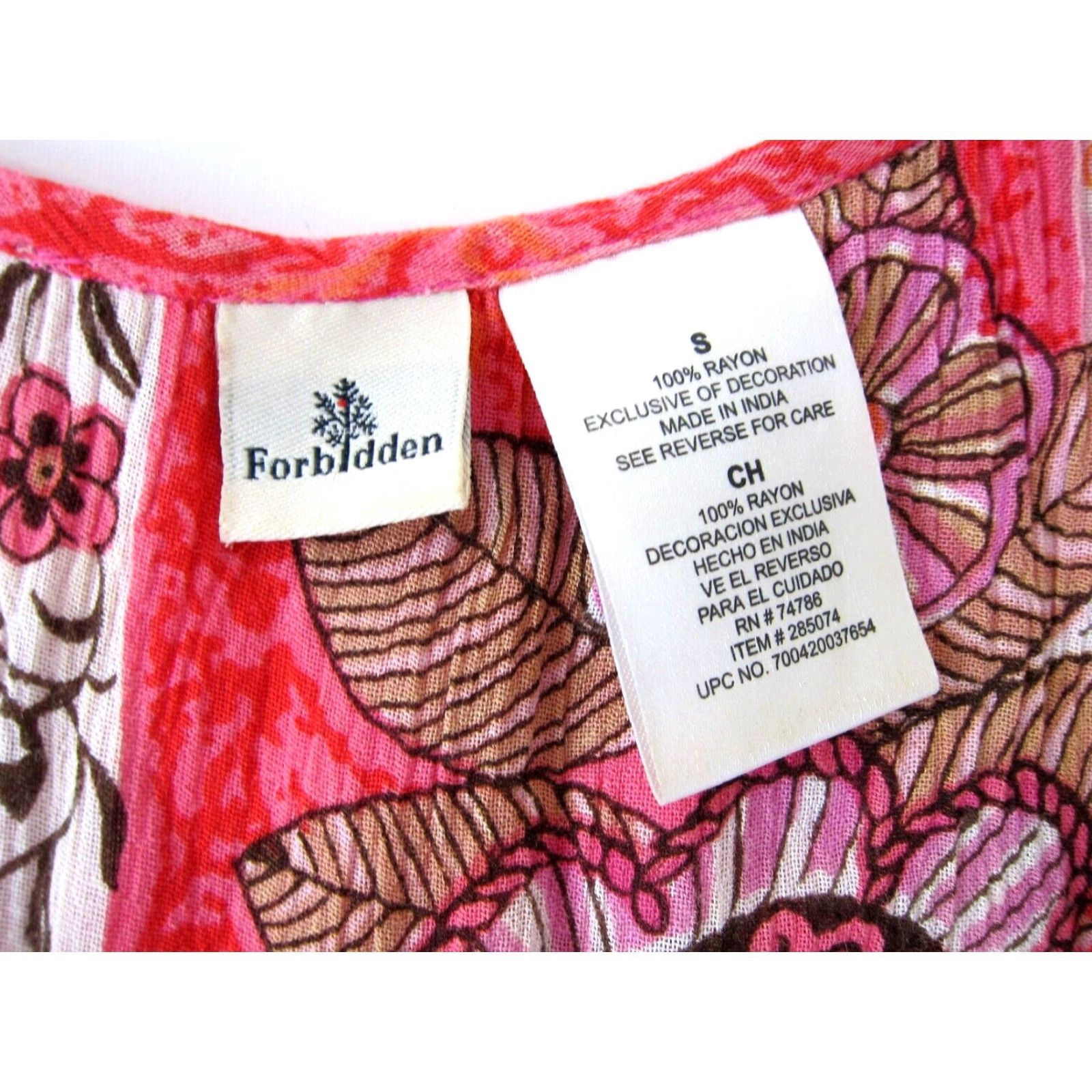 Vintage Forbidden 100% Rayon Pink Floral Beaded Tunic Tank Sun Dress Small Womens Size S / US 4 / IT 40 - 3 Thumbnail