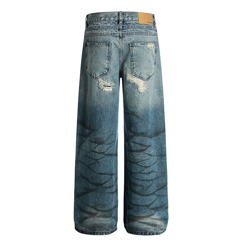 Vintage Retro Distressed Washed Blue Baggy Jeans Size US 32 / EU 48 - 2 Thumbnail