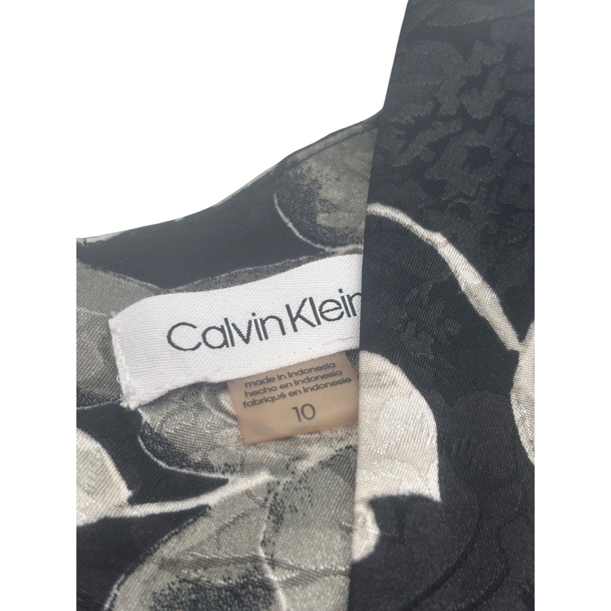 Calvin Klein Calvin Klein Printed Midi Tiered Dress, Black/Silver, Sz. 10 Size M / US 6-8 / IT 42-44 - 6 Thumbnail