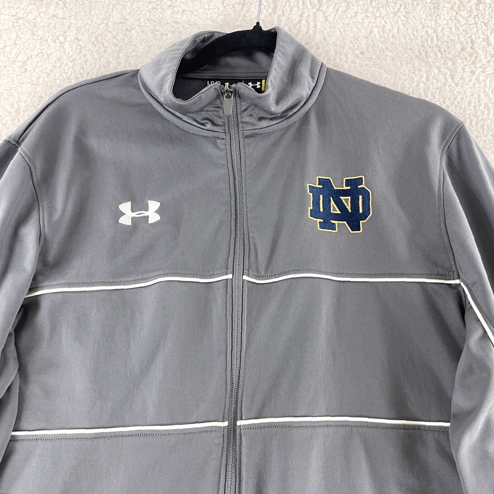 Under Armour Under Armour Basketball Jacket Mens Large Gray Full Zip Long Sleeve Notre Dame Size US L / EU 52-54 / 3 - 3 Thumbnail