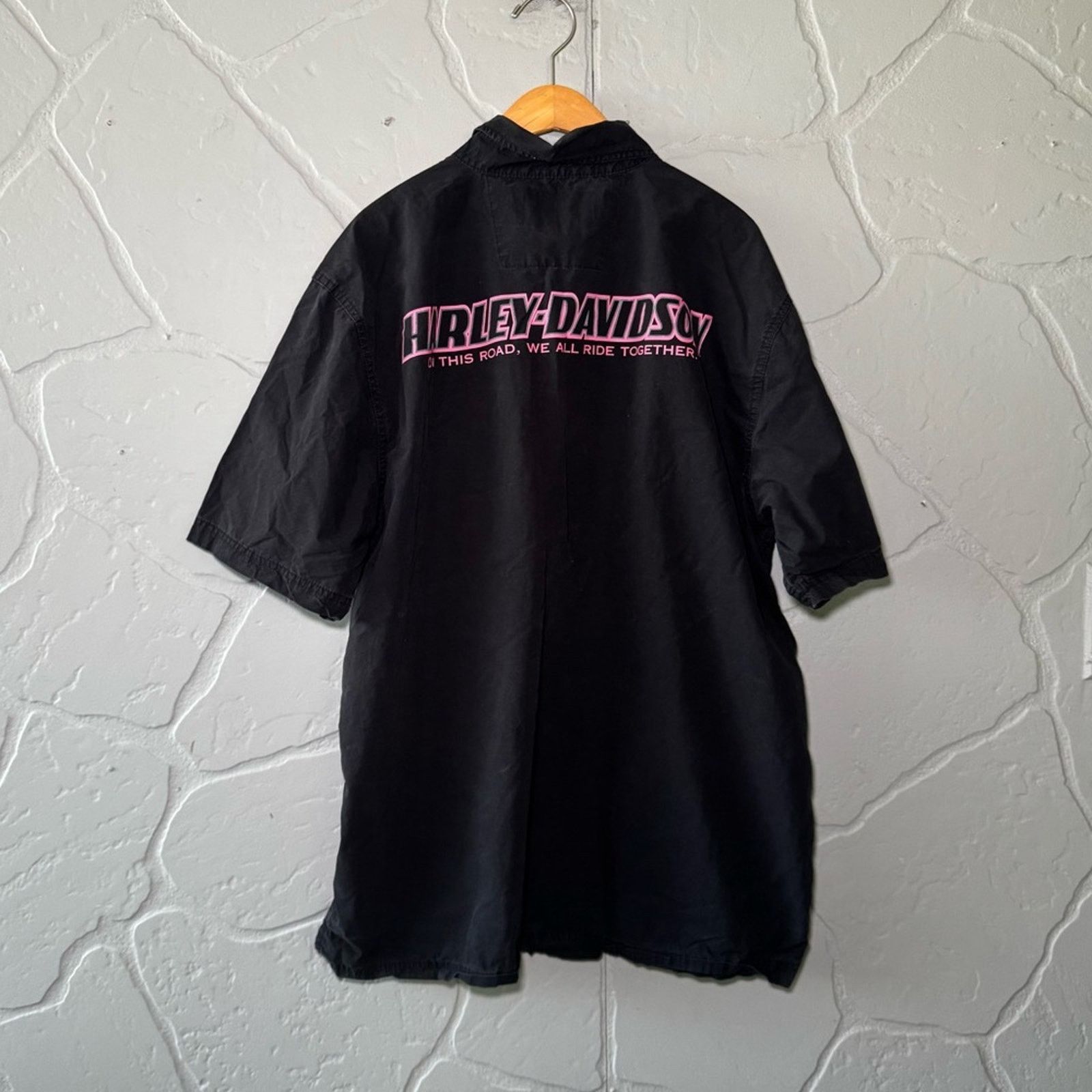 Harley Davidson Vintage Harley-Davidson Button Down Shirt Black Pink Logo Size US L / EU 52-54 / 3 - 2 Thumbnail