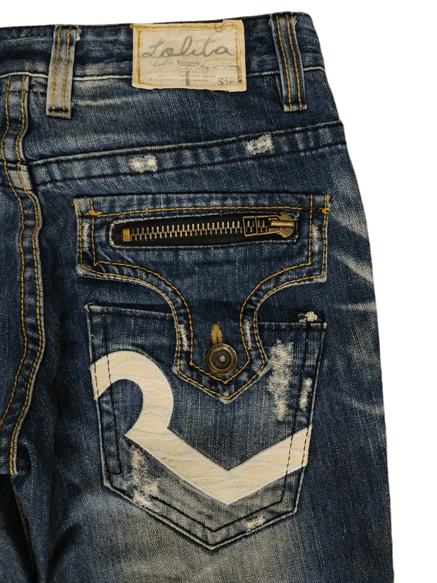 Kapital Vintage Y2k Yoshitomo Nara Lolita Clawmark Distress Jeans Size US 29 - 14 Thumbnail