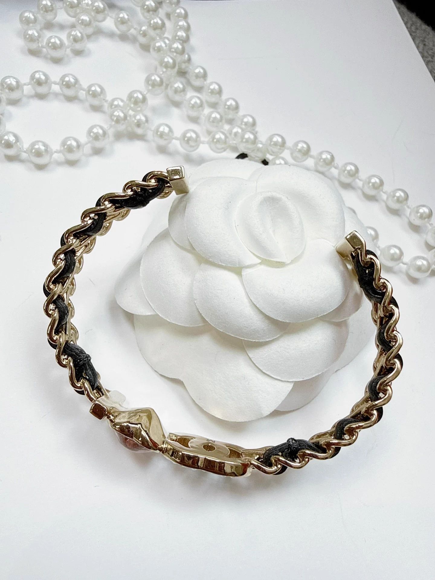 Chanel Chanel 22B pink heart crystal logo pearl chain bracelet M Size ONE SIZE - 8 Thumbnail