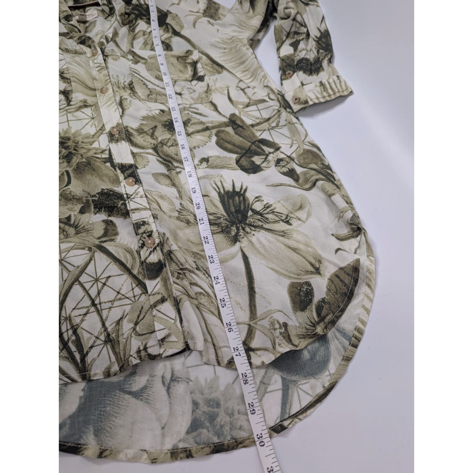 Anthropologie Anthropologie The Romy Manel Villalonga Relaxed Button Shirt Women XS Floral White Green Pattern Bohemian Classic long sleeve 100% viscose Size XS / US 0-2 / IT 36-38 - 5 Thumbnail