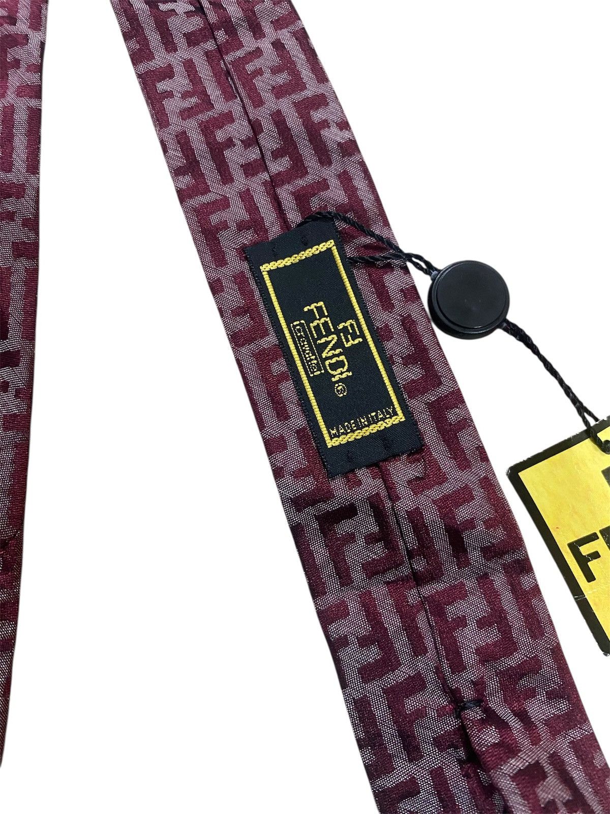 Fendi Vintage Fendi FF Monogram Silk Necktie Burgundy Designer Tie Size ONE SIZE - 4 Thumbnail
