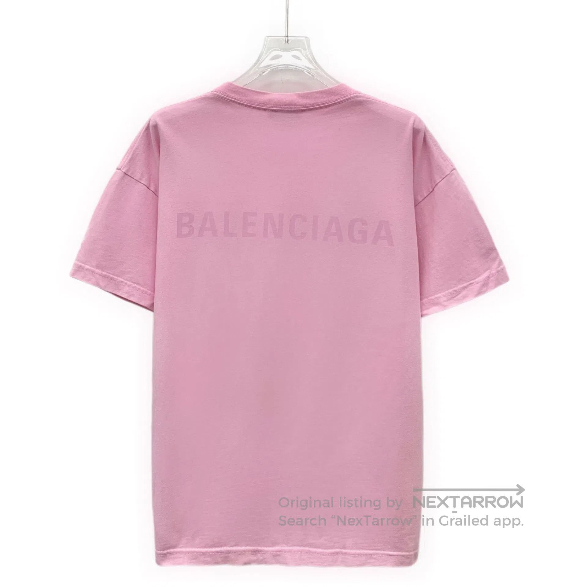 Balenciaga Balenciaga Pink Letter Printed Cotton Crew Neck Short Slee Size US M / EU 48-50 / 2 - 2 Thumbnail