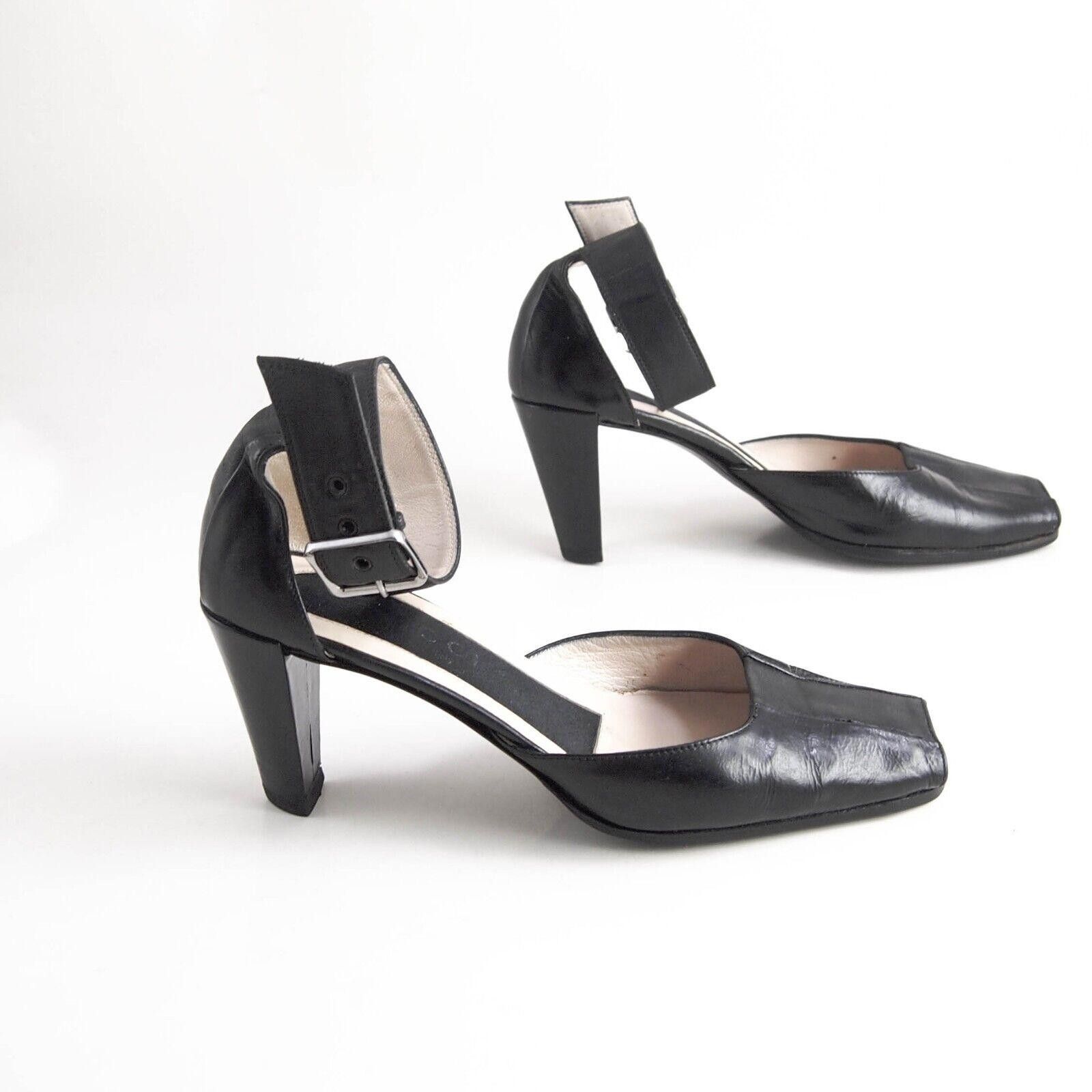 Gucci Gucci Peep Toe Sandals Black Leather Size US 7 EU 37 C Size US 7 / IT 37 - 6 Thumbnail