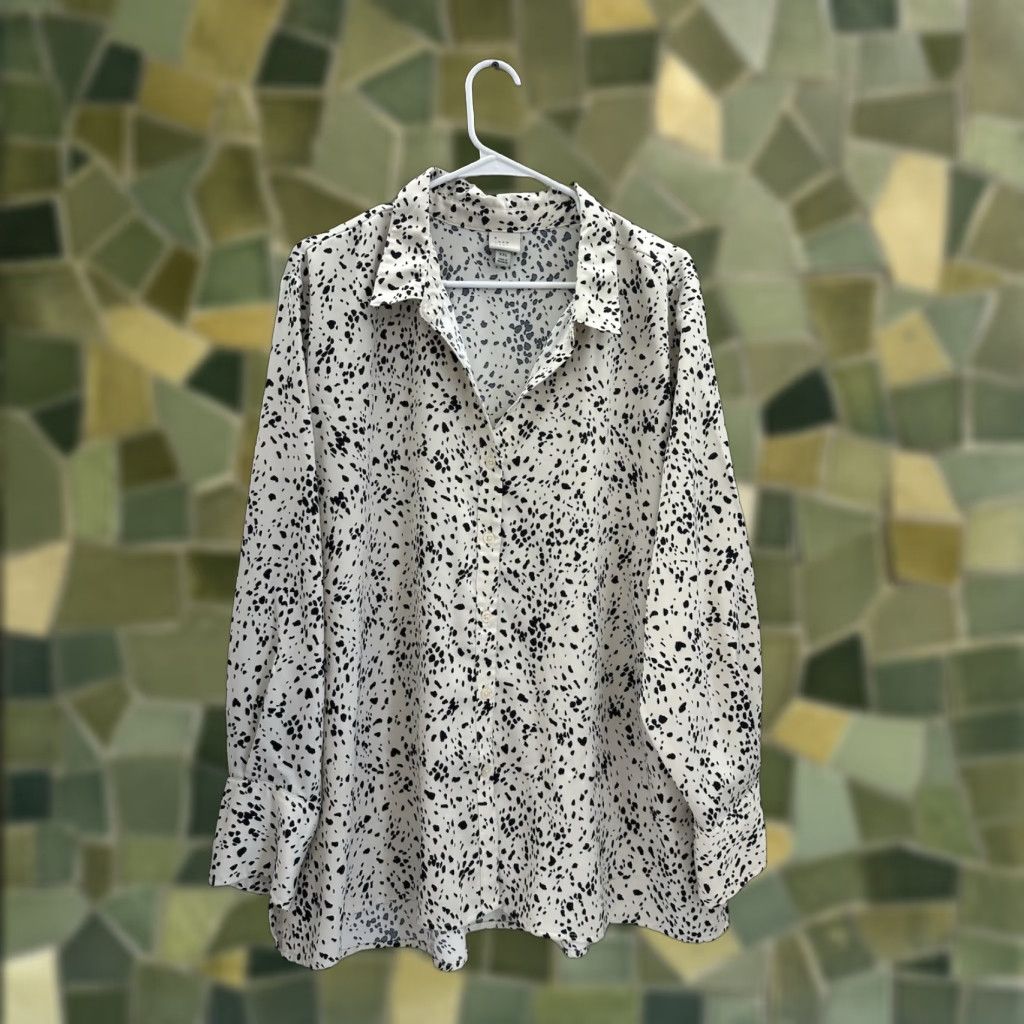 Vintage A New Day Womens Shirt Size XXL Tan Black Animal Print Long Sleeve Button Up Size XXL / US 16-18 / IT 52-54 - 1 Thumbnail