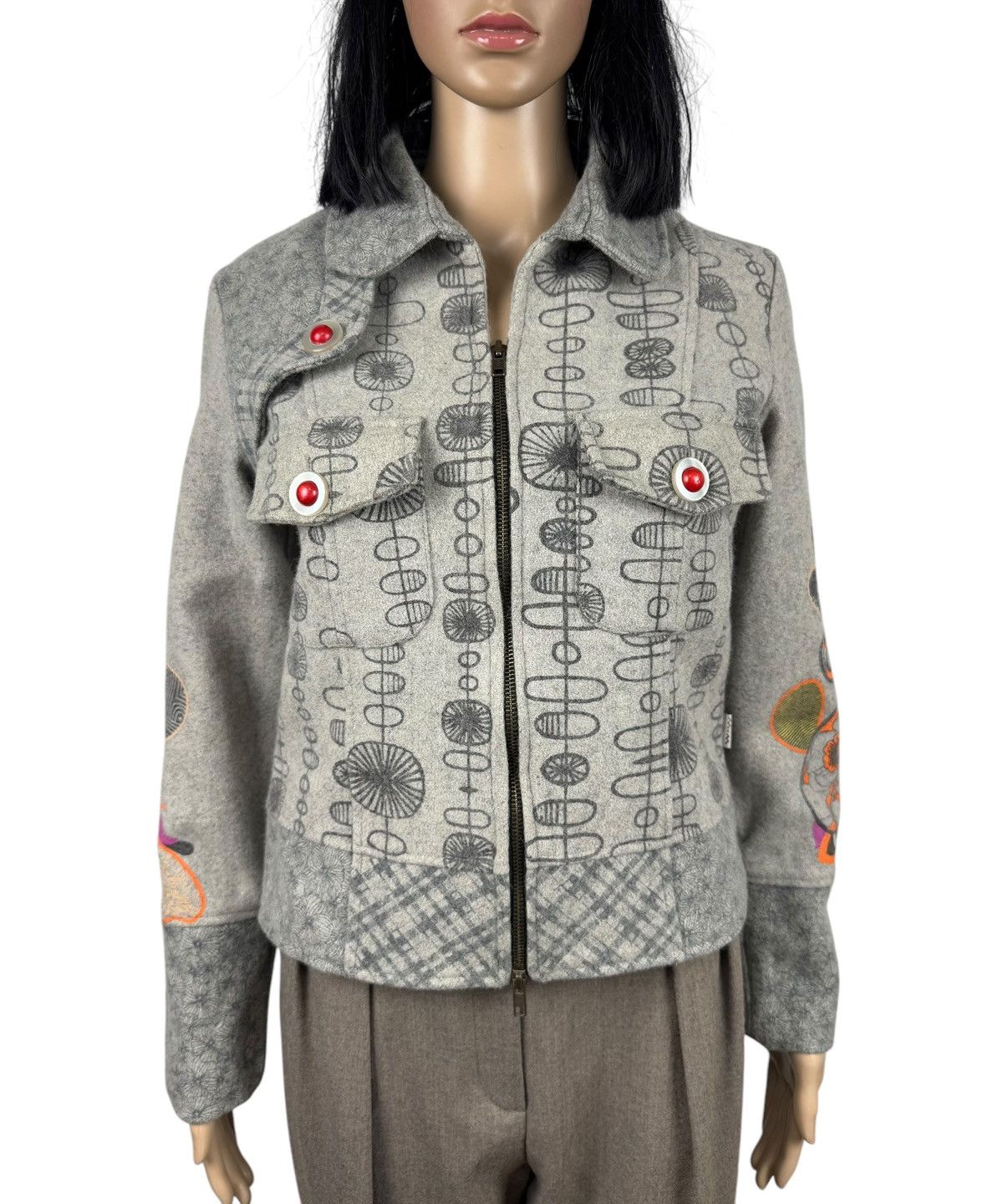 Designer Savage Culture Wool-Nylon Printed Jacket Full-Zip size M Size M / US 6-8 / IT 42-44 - 2 Thumbnail