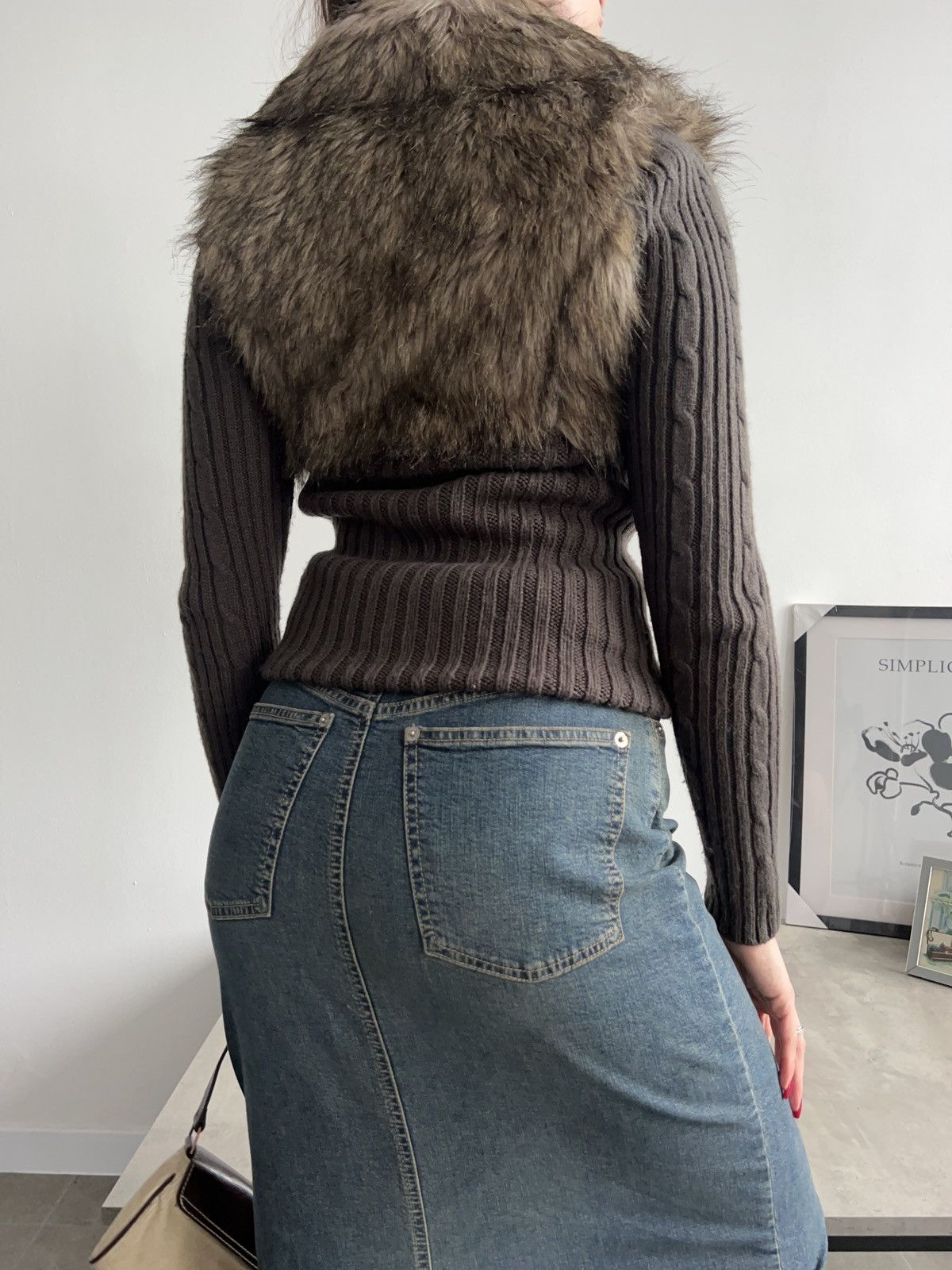 Vintage Beautiful Far Faux Zip Sweater Y2K Avant Garde Size XS / US 0-2 / IT 36-38 - 2 Thumbnail