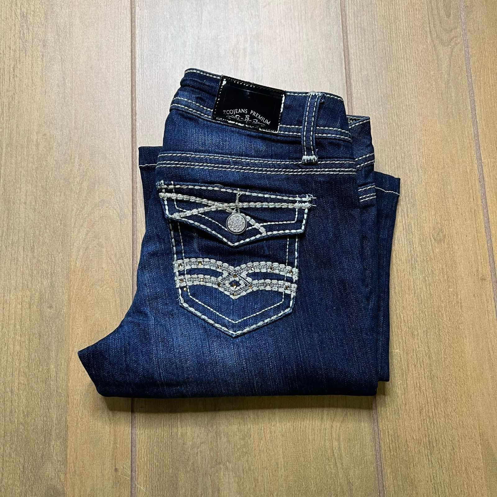 Vintage ZCO Jeans Premium Womens Size 7 Bootcut Flare Dark Wash Y2K Size 29" - 13 Thumbnail