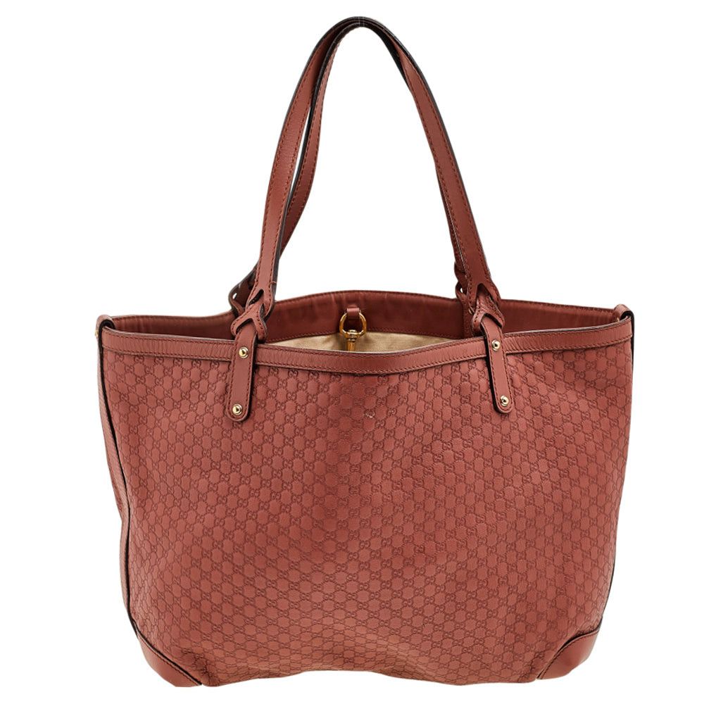 image of Gucci Rust MicroGuccissima Leather Bree Tote in Black, Women's