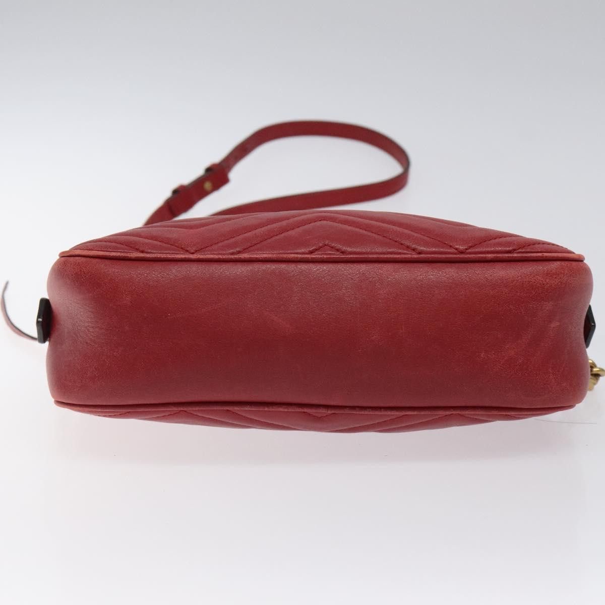 Gucci GUCCI GG Marmont Chain Shoulder Bag Leather Red Gold Size ONE SIZE - 9 Thumbnail
