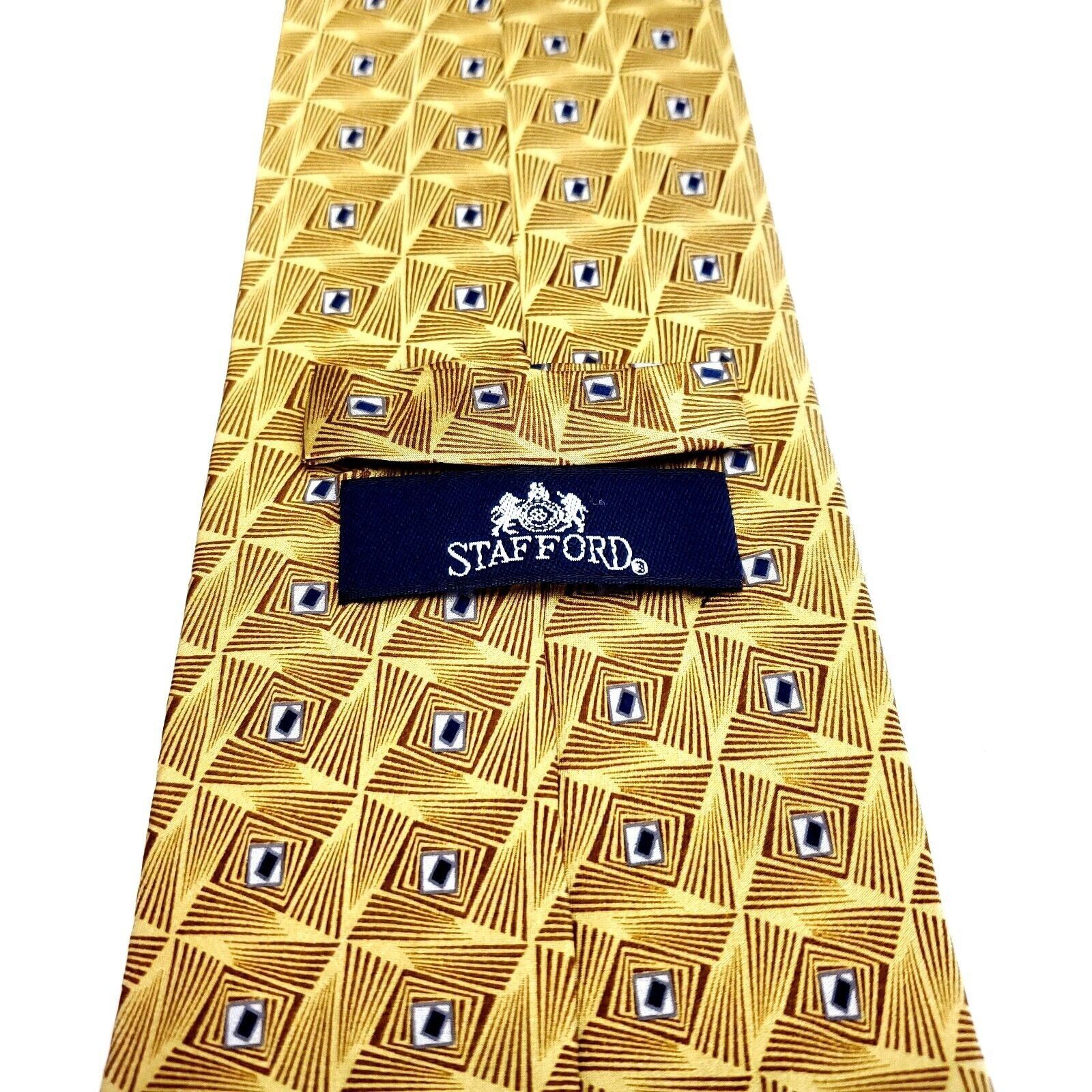 Stafford Stafford Yellow Silk Tie Woven Geometric Size ONE SIZE - 4 Thumbnail