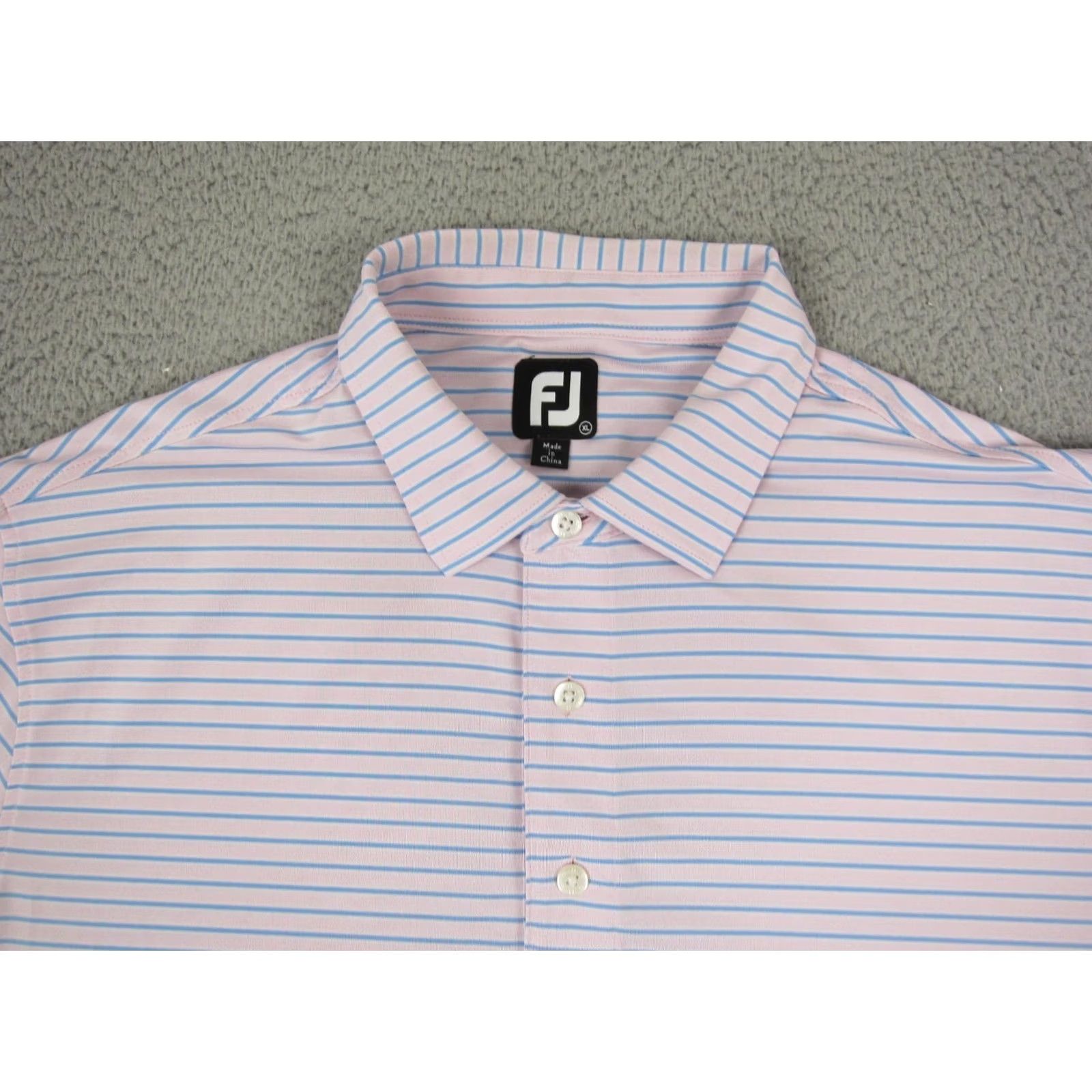 Footjoy FootJoy Polo Shirt Adult XL Pink Striped Golfing Performance Mens Size US XL / EU 56 / 4 - 2 Thumbnail