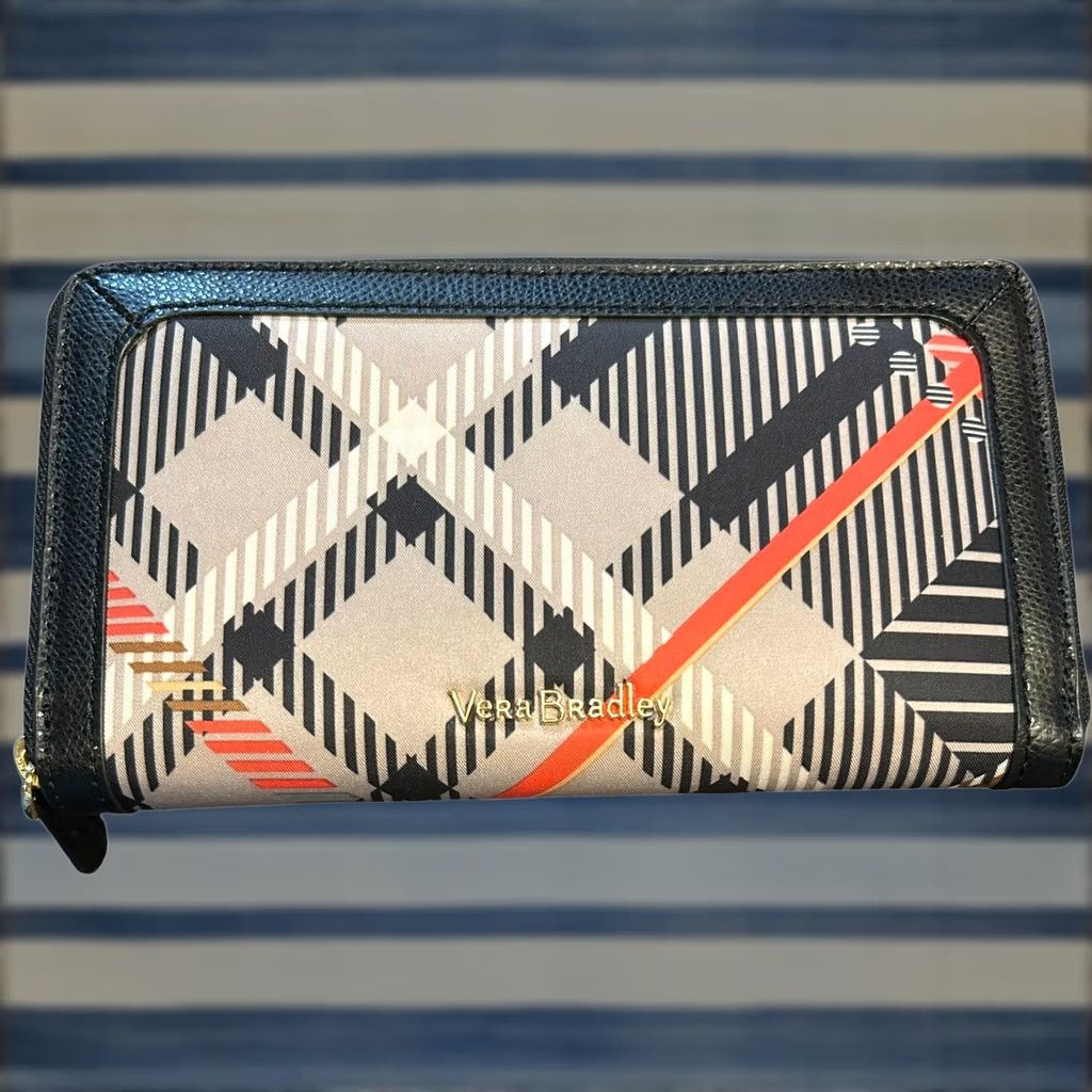 Vera Bradley VERA BRADLEY SOPHIA GEORGIA PLAID LEATHER TRIMMED WALLET POLLY TWILL FABRIC NWOT Wallet Zip-Around RFID Blocking Womens Size ONE SIZE - 1 Thumbnail