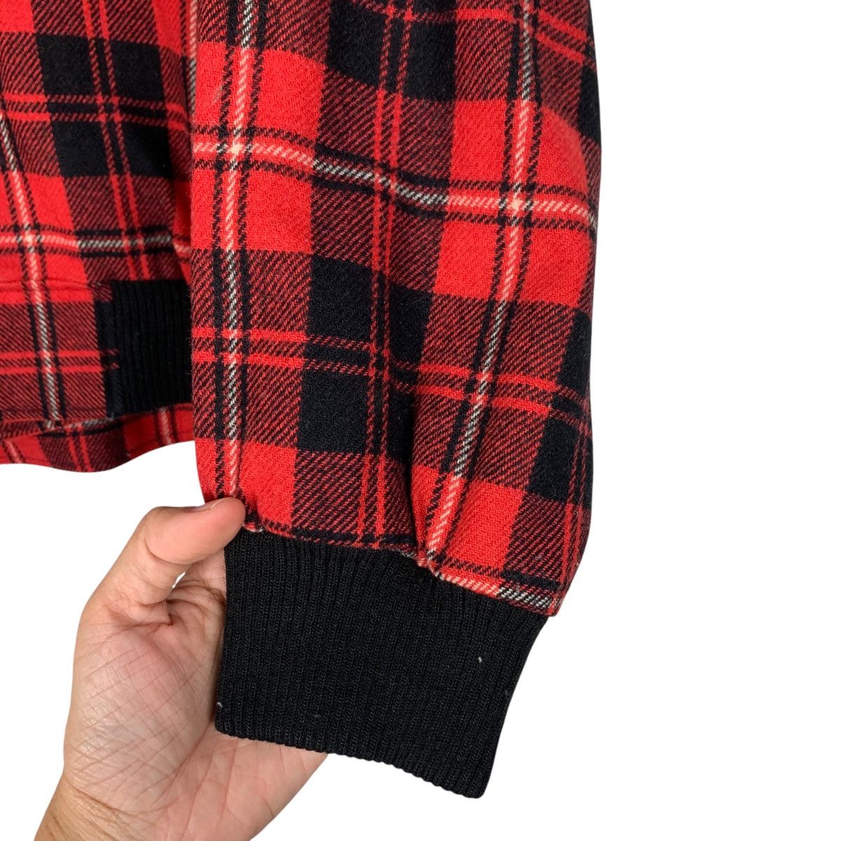 Japanese Brand SAISON DE ELLE SENSHUKAI Red Check Bomber Jacket #2302-C102 Size M / US 6-8 / IT 42-44 - 13 Thumbnail