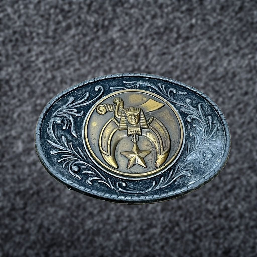 Vintage VINTAGE 1980s Masonic Lodge Brass Belt Buckle Jewel of the Order Belt Buckle Size ONE SIZE - 1 Thumbnail