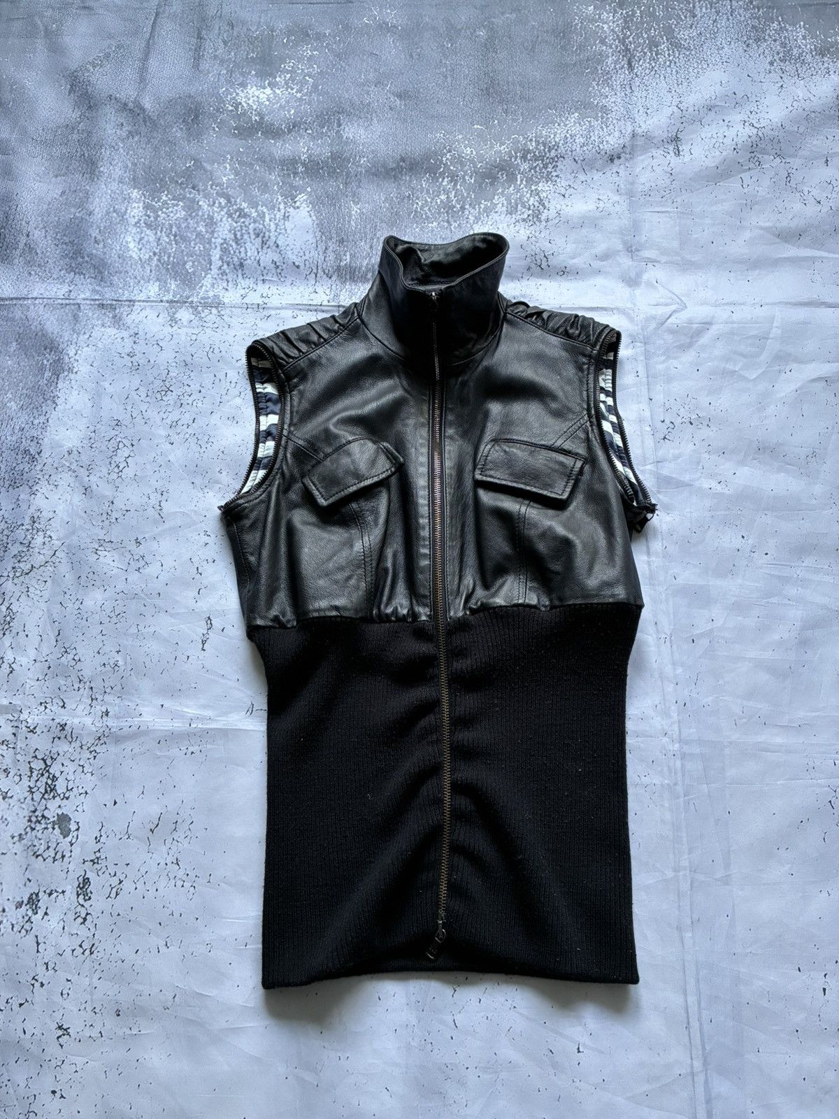 Dolce & Gabbana 2000s Dolce & Gabbana Plissé Hybrid Leather Jacket Size US XS / EU 42 / 0 - 11 Thumbnail