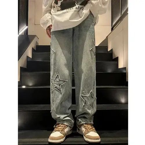 Japanese Brand × Jean Star Embroidery Straight Casual Men Jeans Size US 32 / EU 48 - 1 Thumbnail