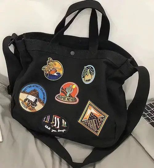 Japanese Brand Fashion y2k patches canvas shoulder messenger bag vintage Size ONE SIZE - 3 Thumbnail
