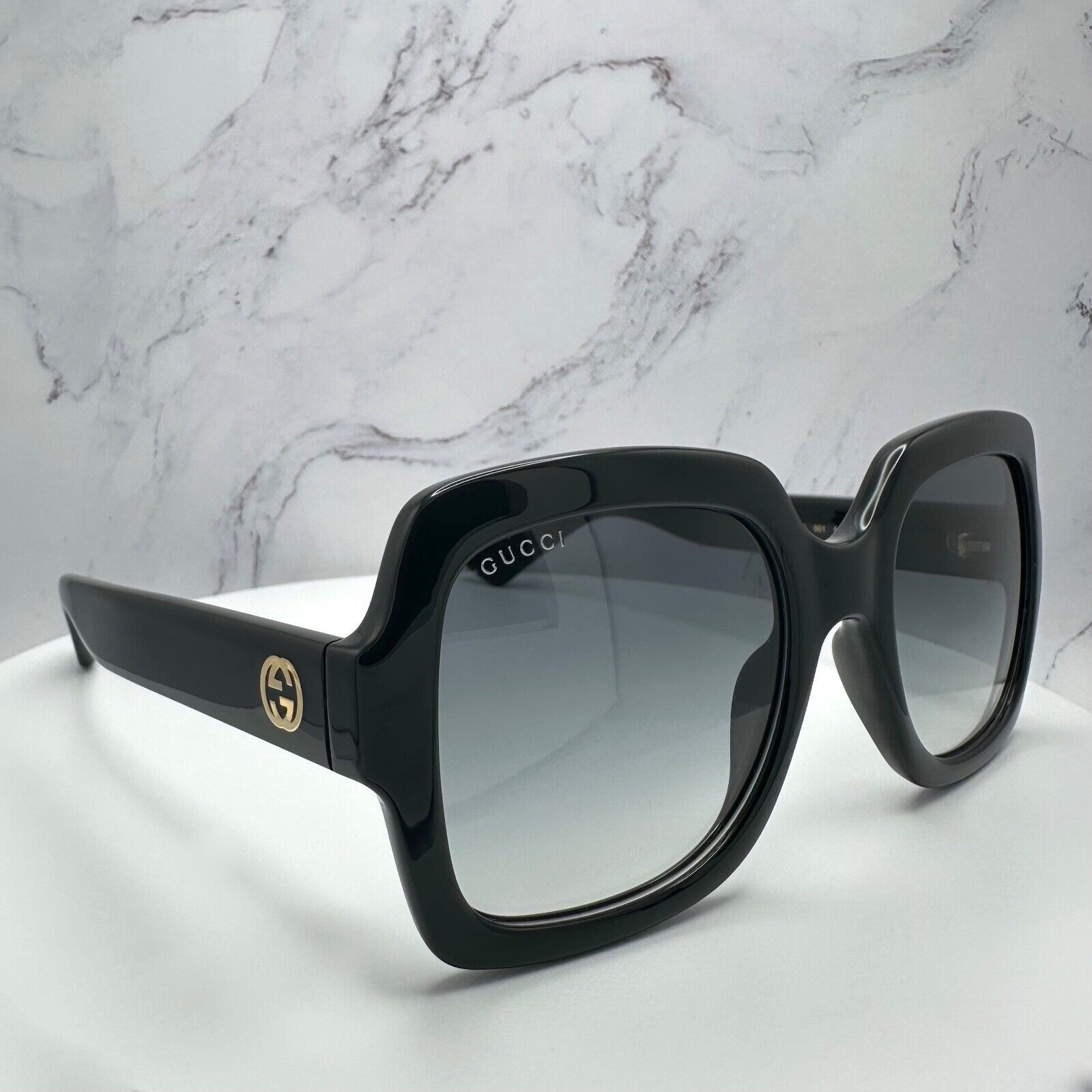 Gucci Gucci Sunglasses Black Square Womens Gold GG Logo Oversized Size ONE SIZE - 15 Thumbnail