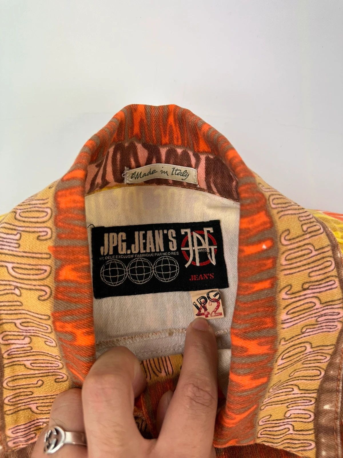 Jean Paul Gaultier JPG 00’s Shirt Denim Pants Set Monogram Orange Red Size M / US 6-8 / IT 42-44 - 5 Thumbnail