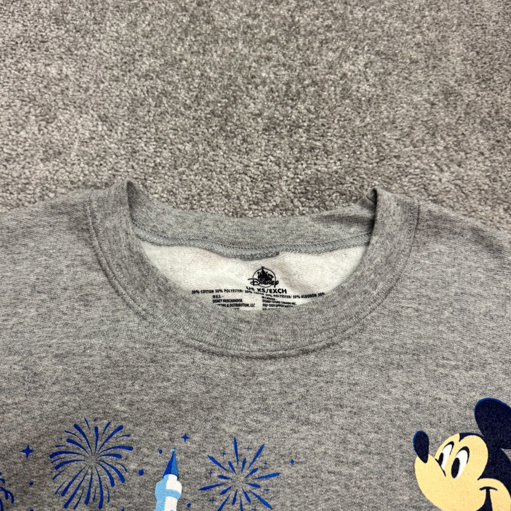 Disney Disney Mickey Mouse Castle Sweatshirt Womens XS Gray Graphic Size XS / US 0-2 / IT 36-38 - 3 Thumbnail