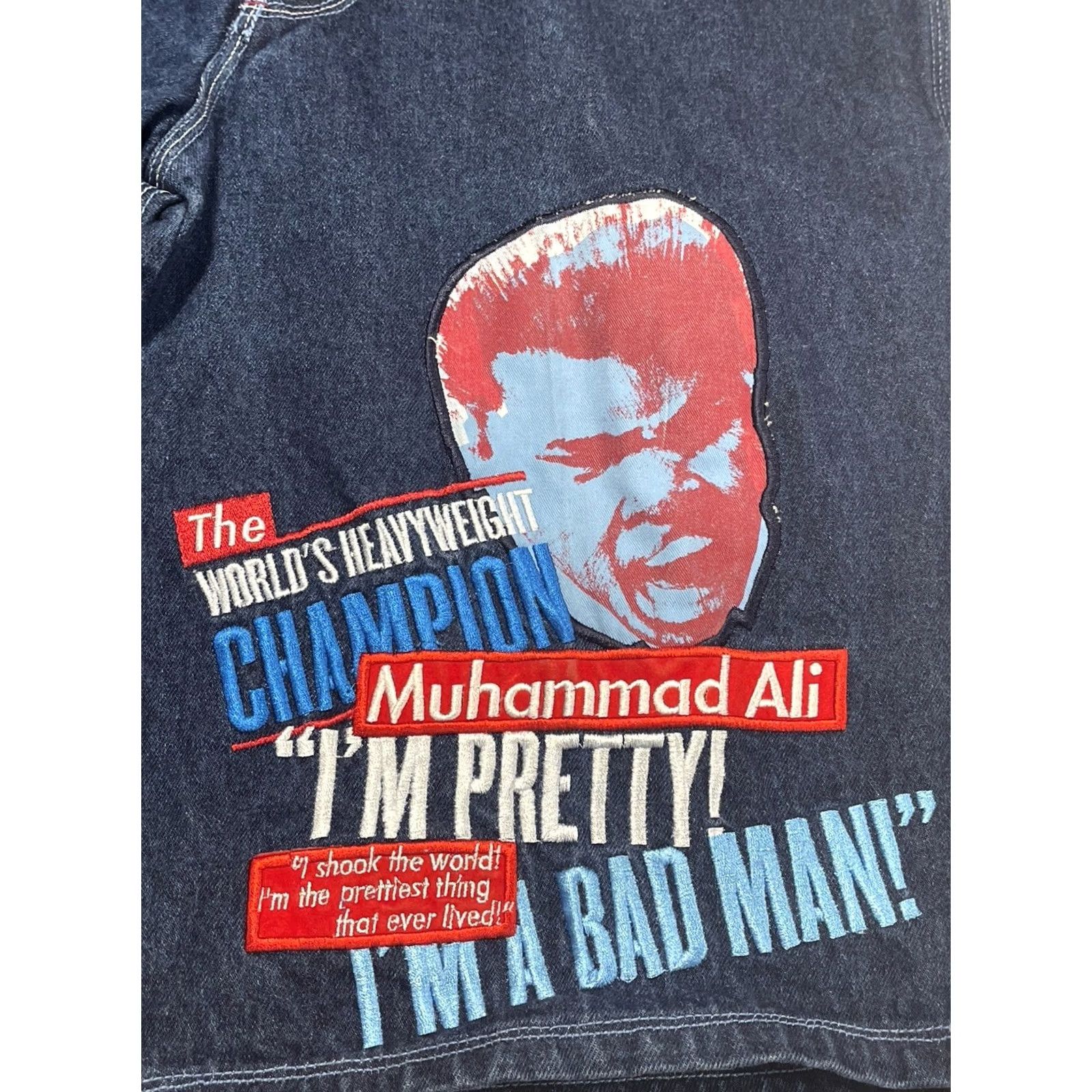 Fubu FUBU Platinum Muhammad Ali Denim Shorts 34x13 Blue Black Mens Size US 34 / EU 50 - 2 Thumbnail