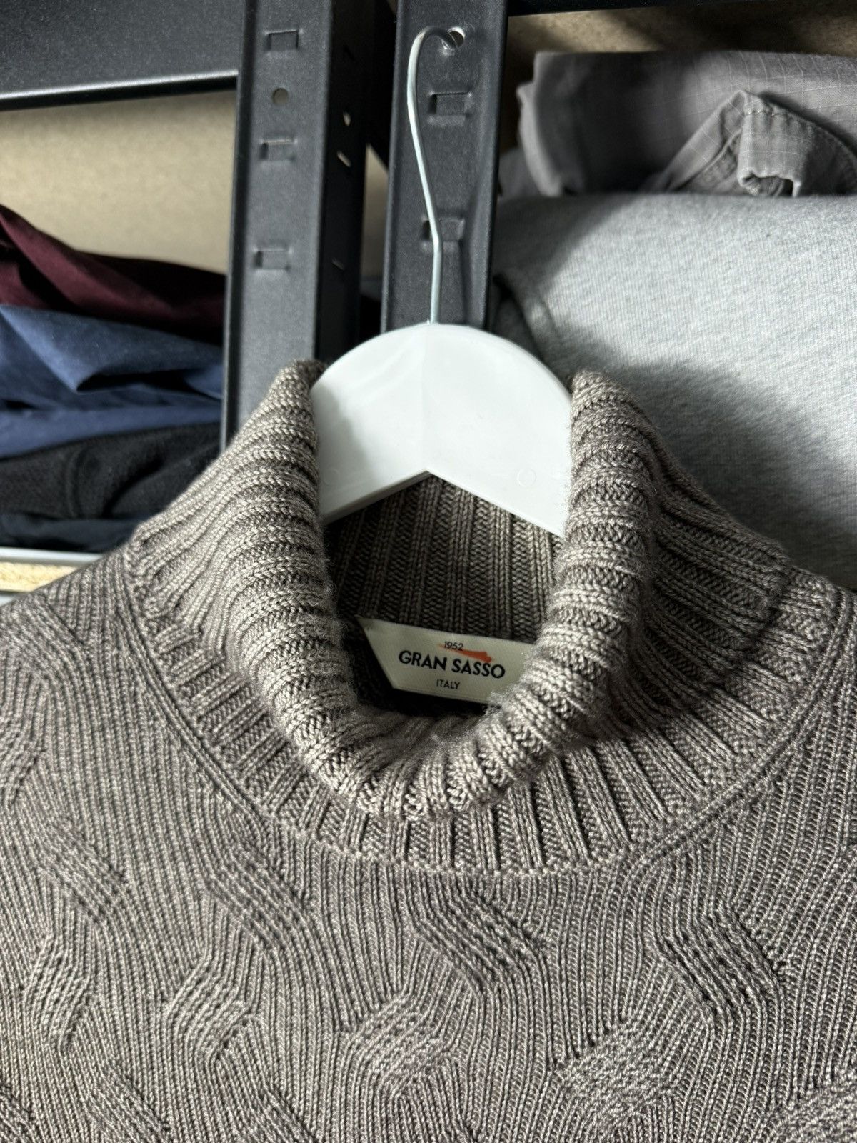 Gran Sasso Gran Sasso Italy Wool Turtleneck Sweater Brown Cable Knit Size US M / EU 48-50 / 2 - 7 Thumbnail