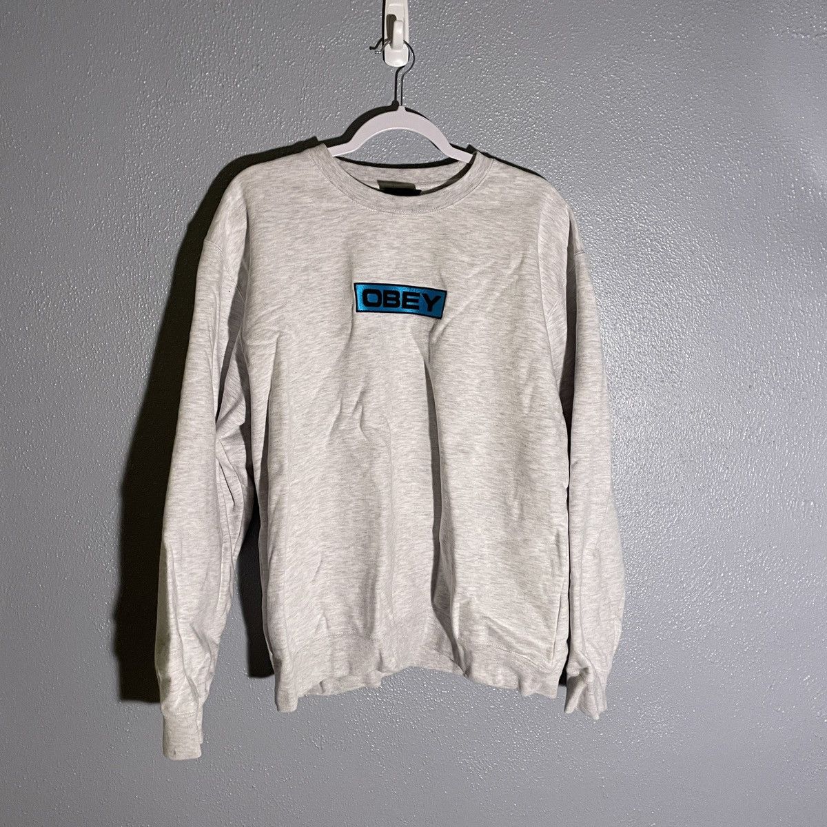 Obey Obey Grey Teal Box Logo Sweatshirt Men’s Size L Size US L / EU 52-54 / 3 - 1 Thumbnail