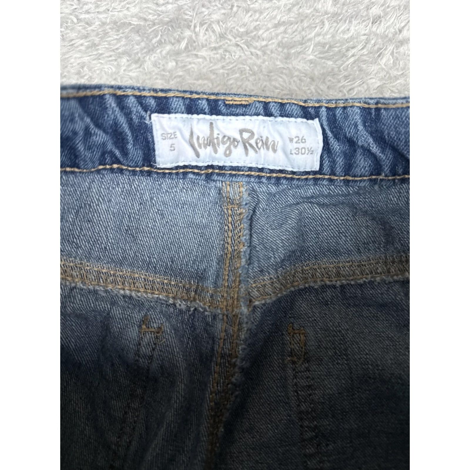 Vintage Indigo Rein Jeans Straight Juniors 5 High Rise Blue Wash 26x30.5 Distressed 5-Pocket Denim Pants Womens Size 27" / US 4 / IT 40 - 6 Thumbnail