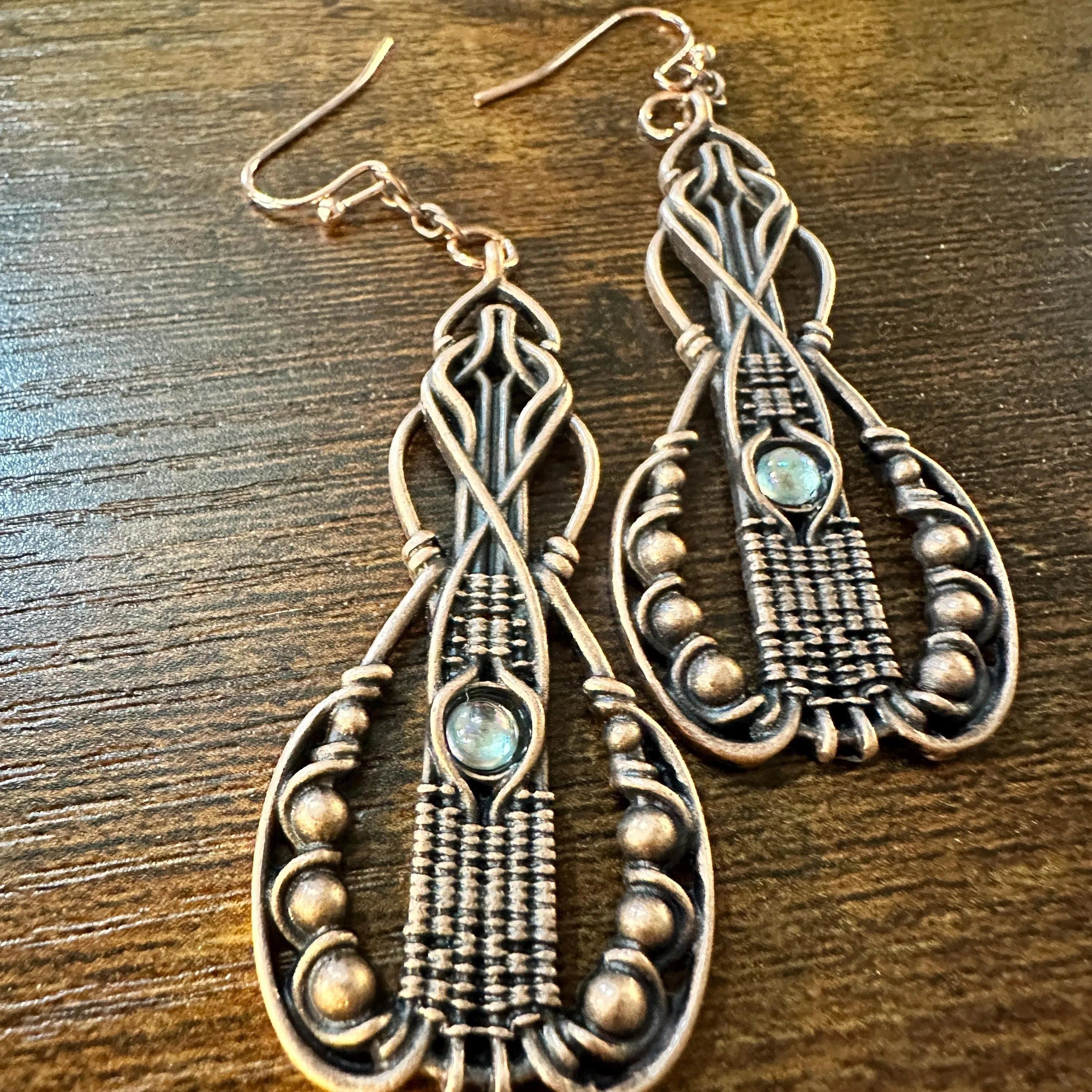 Other Handcrafted Bohemian Copper Wire-Wrapped Dangle Earrings,Lab Size ONE SIZE - 6 Thumbnail